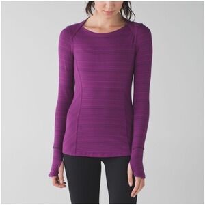 Lululemon Women's Kanto Catch Me Long Sleeve Stripe Running Athletic Top‎ Plum 6